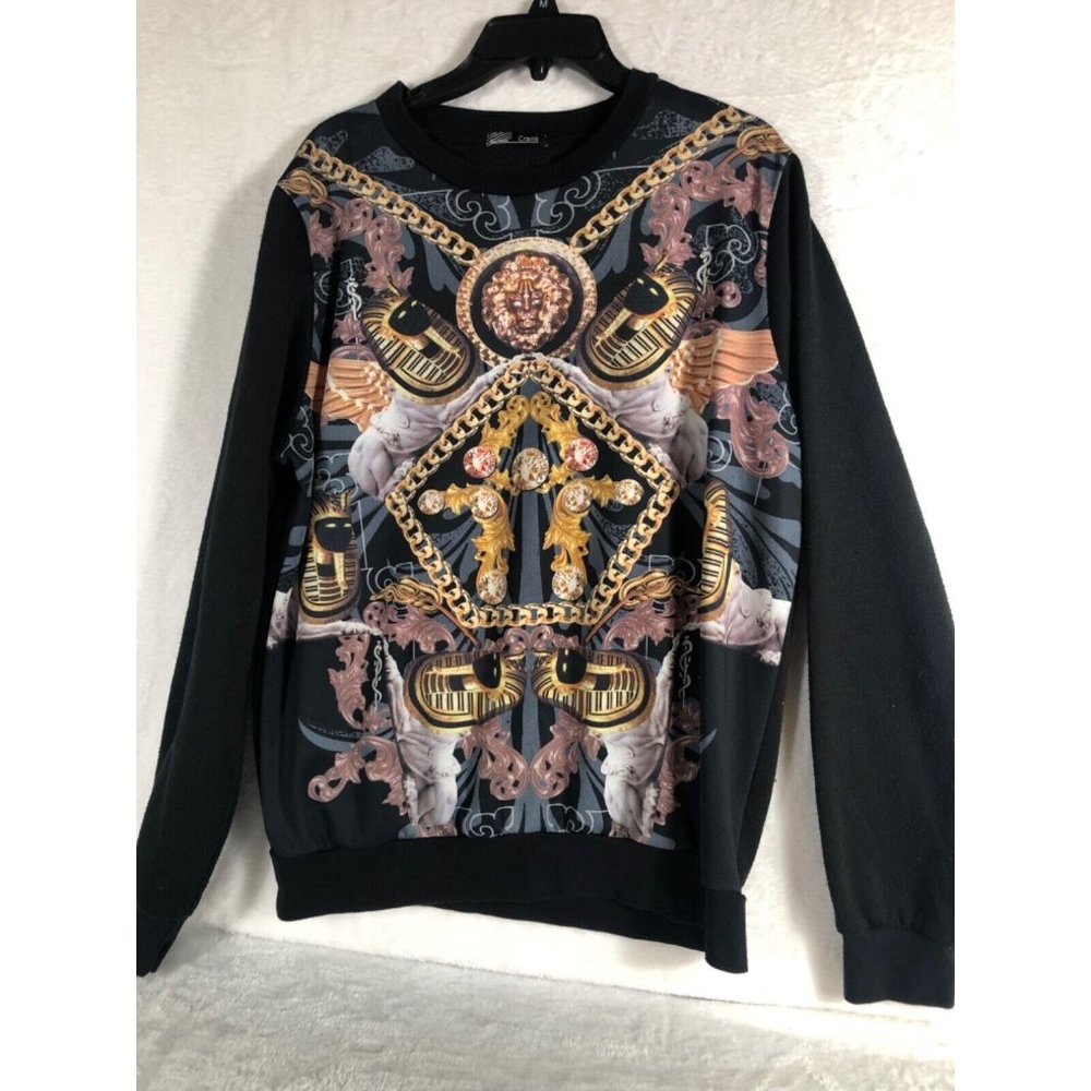 Crank Style Men's Pull Over Black & Gold Design Size Adult Large